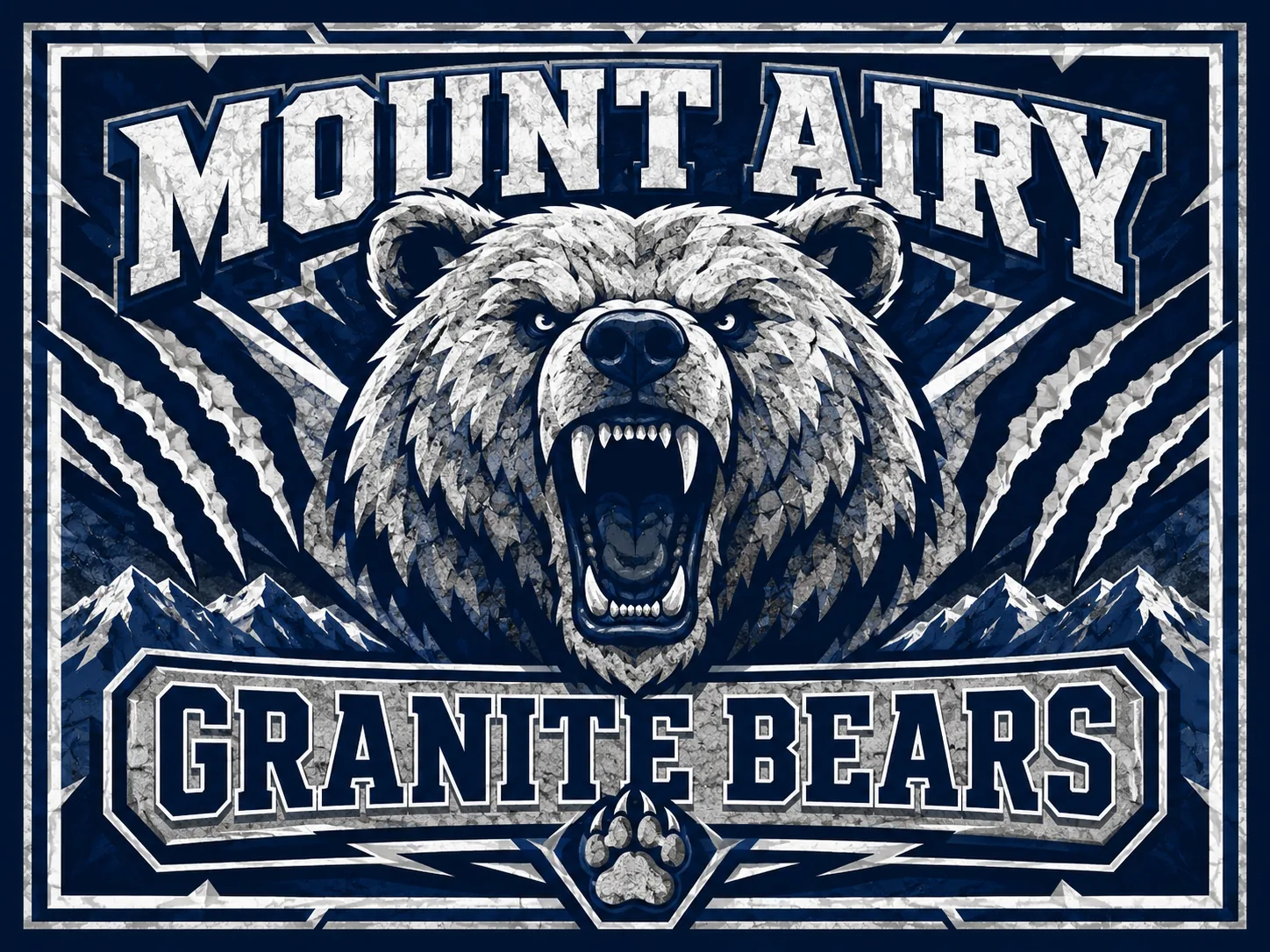 Custom Mount Airy Granite Bears team logo design for a custom fundraiser blanket